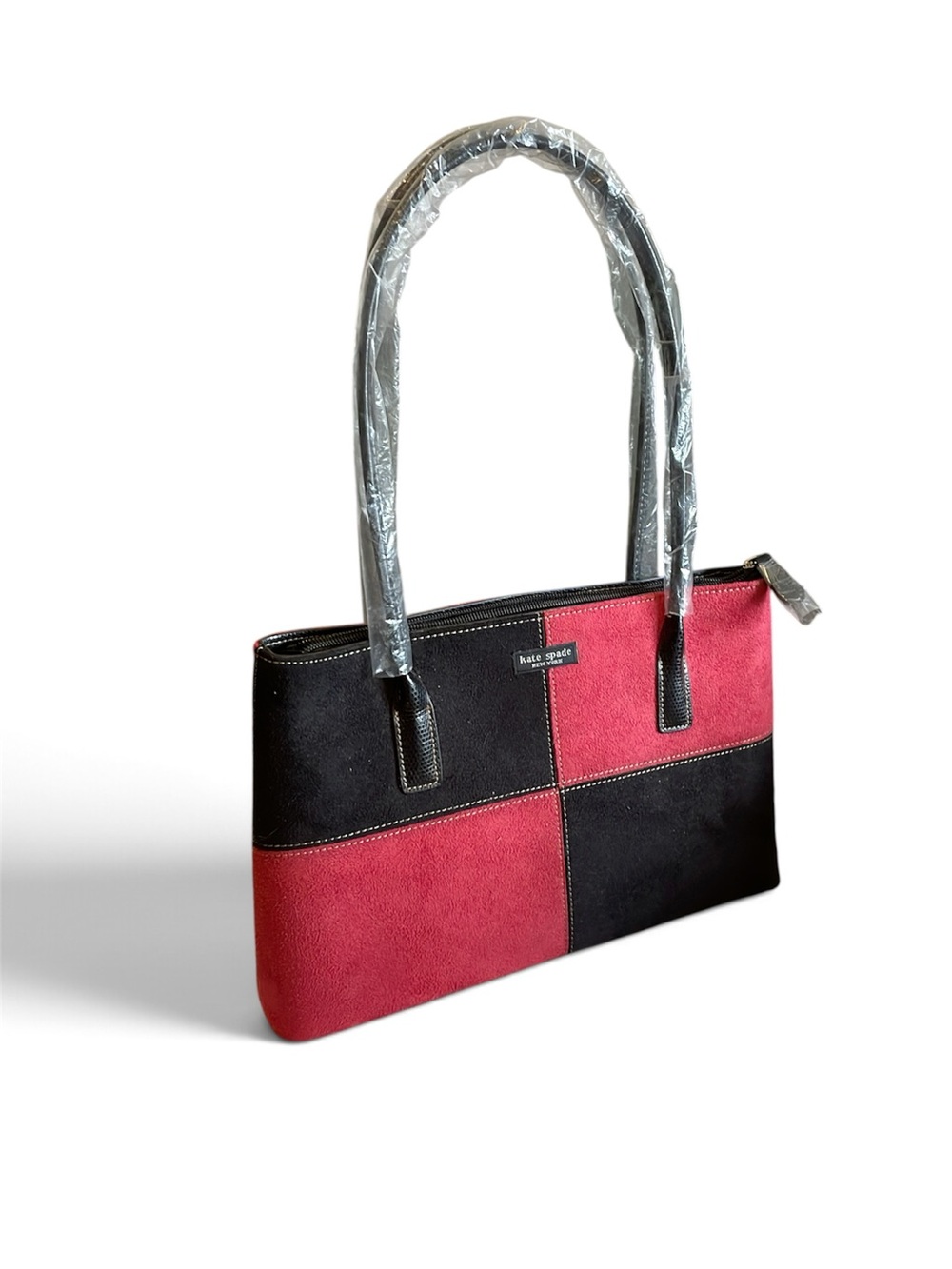 kate spade Black and Red suade Patchwork Shoulder Bag